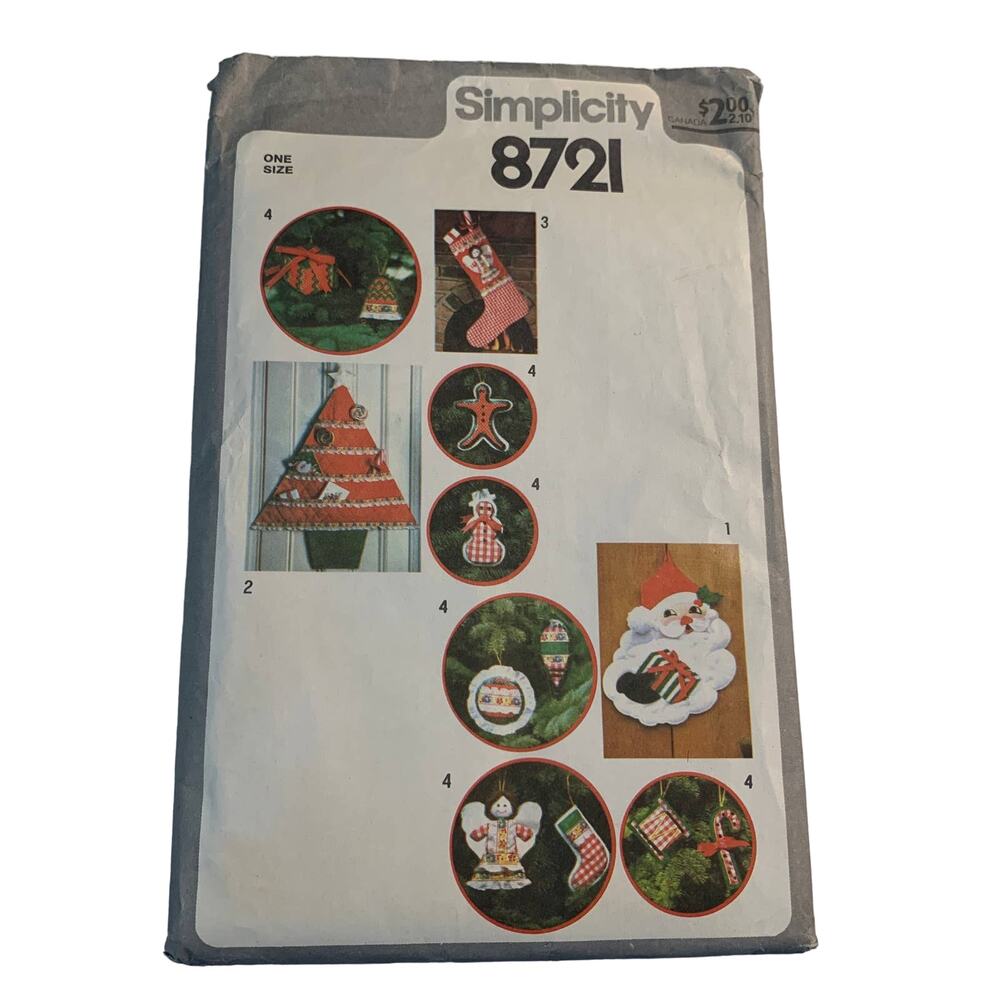 1978 Christmas pattern Simplicity 8721 stocking ornaments card holder UNCUT